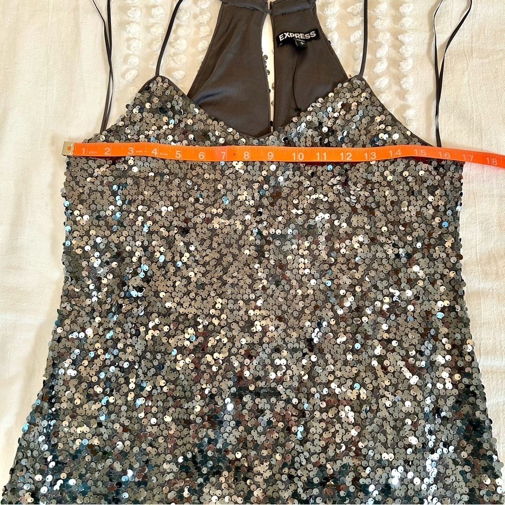 Express Women’s Silver Sequin Slip Mini Dress Sz S EUC - Picture 10 of 13